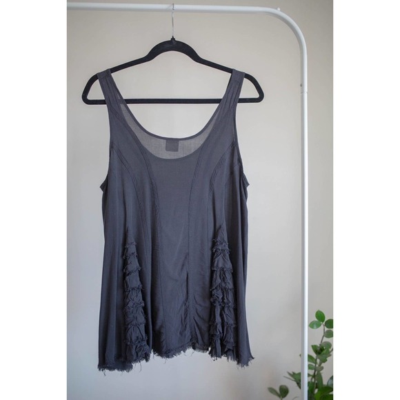 INTIMATELY FREE PEOPLE Black Trapeze Frayed Hem Tank Top Blouse Size XS - Picture 6 of 7
